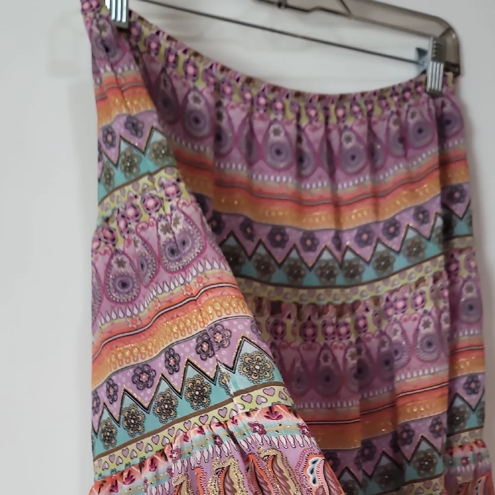 George Purple Tiered Midi Skirt Boho Resort Wear